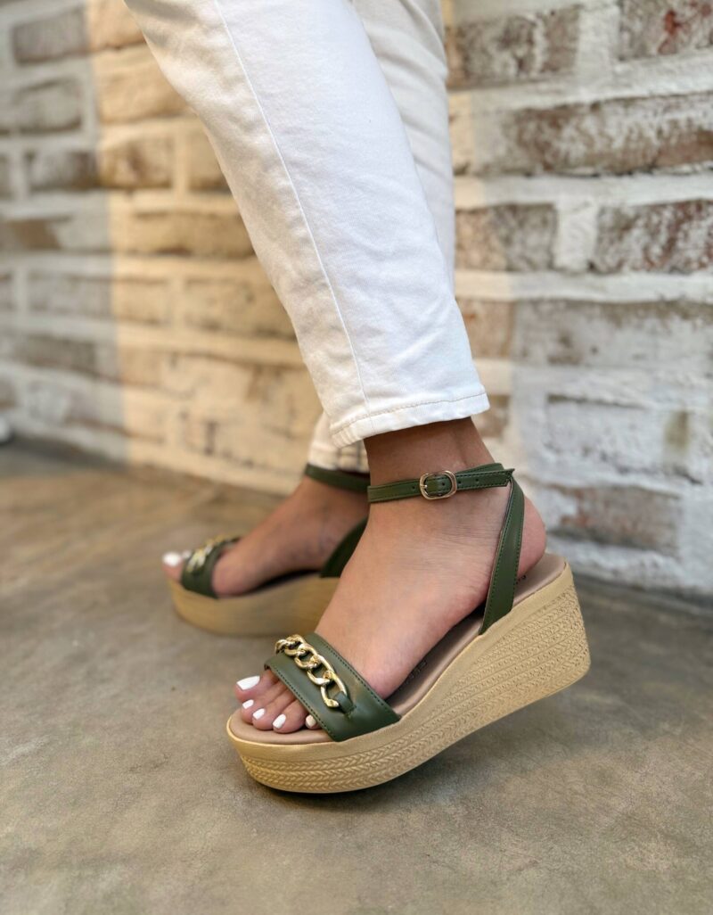 Leather Wedge Sandals - Image 4